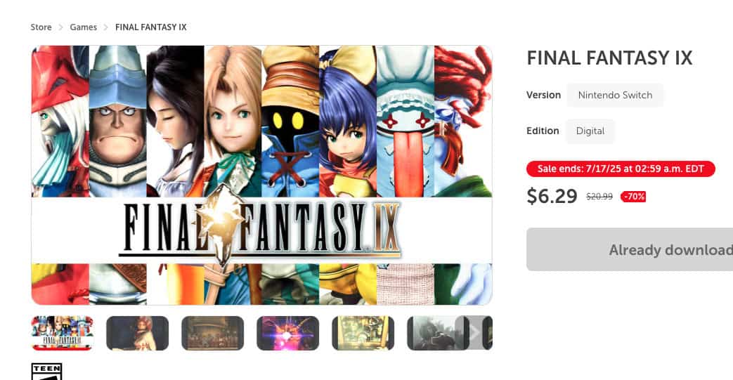Final Fantasy IX 70% Off Sale